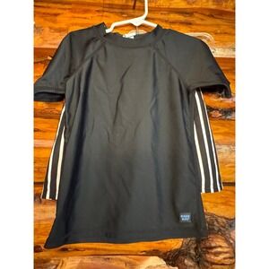 Rugged Butts Striped Swim Trunks and Black Rash Guard Size 4T